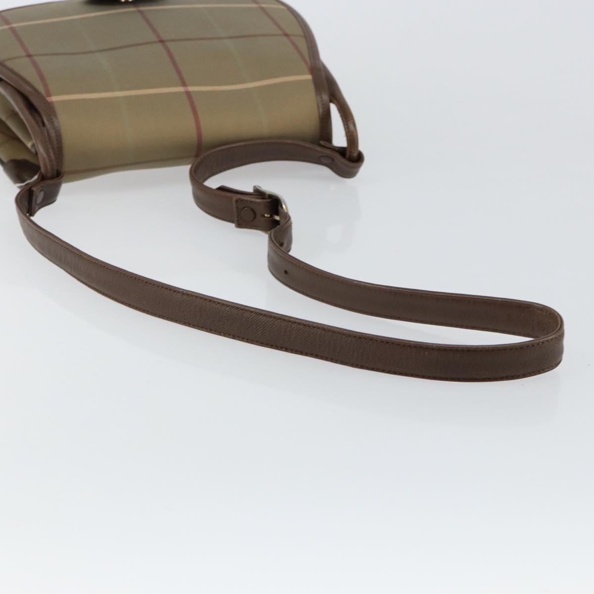 Burberrys Nova Check Shoulder Bag Canvas Beige Gold Auth th6370