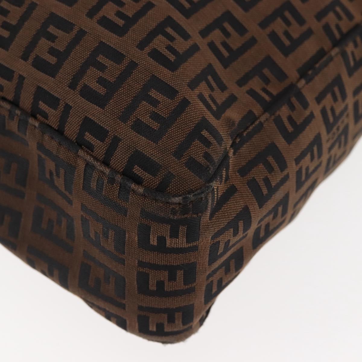 FENDI Zucchino Canvas Tote Bag Dark Brown Auth th6371