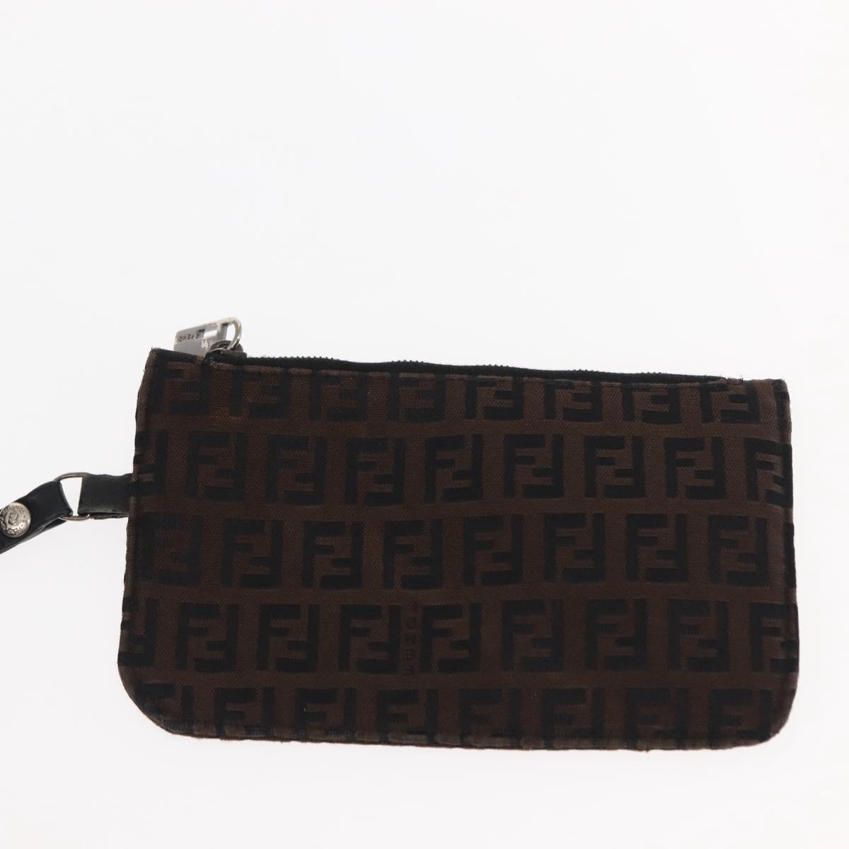 FENDI Zucchino Canvas Tote Bag Dark Brown Auth th6371