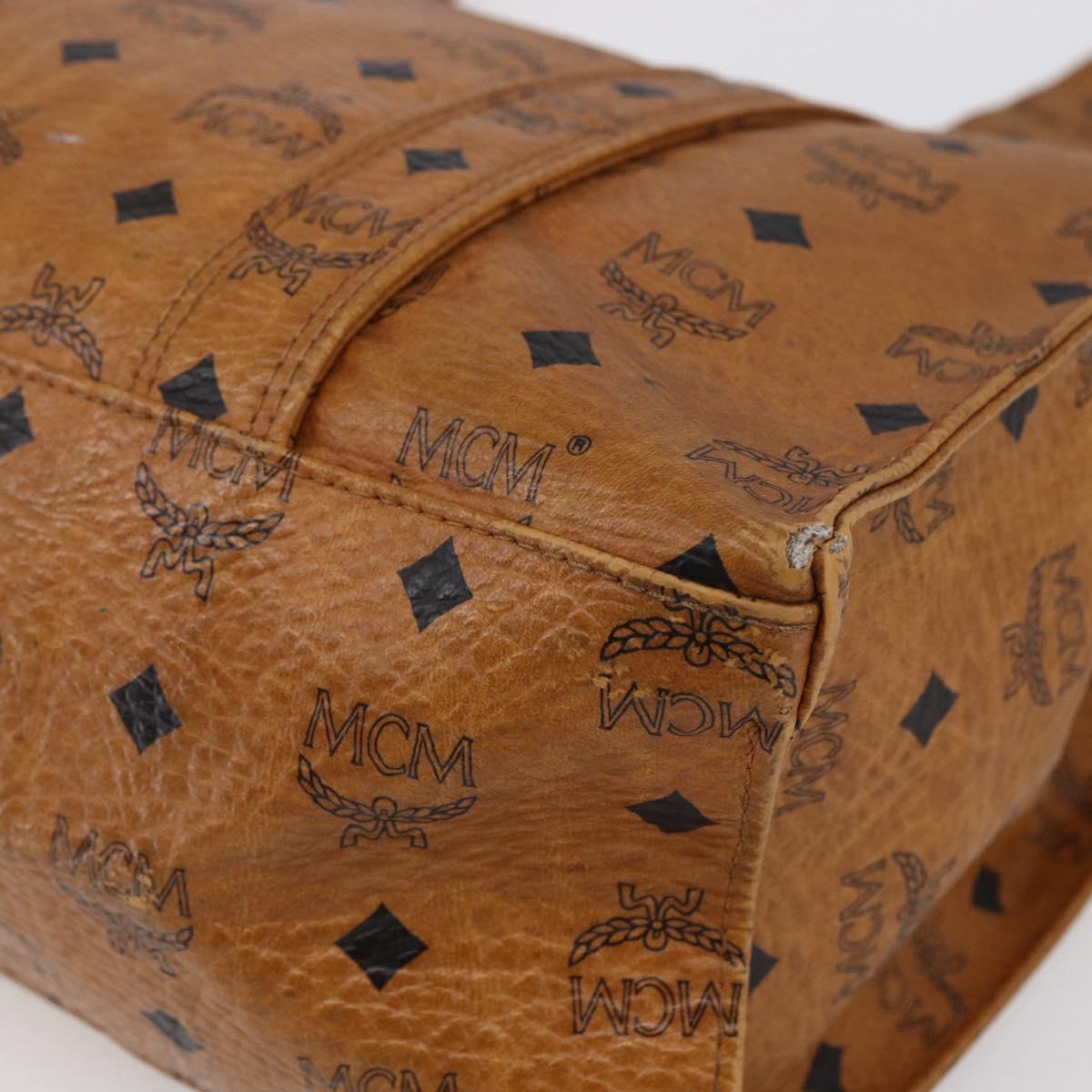 MCM Logogram Vicetos Tote Bag PVC Leather Brown Gold Auth th6372