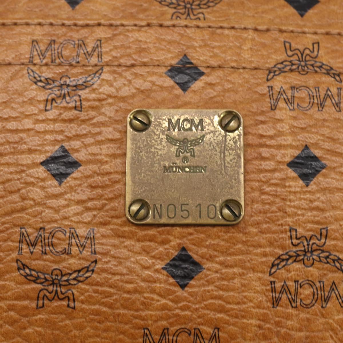 MCM Logogram Vicetos Tote Bag PVC Leather Brown Gold Auth th6372