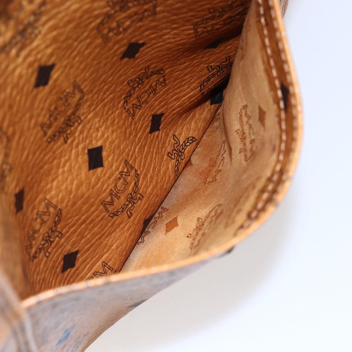 MCM Logogram Vicetos Tote Bag PVC Leather Brown Gold Auth th6372