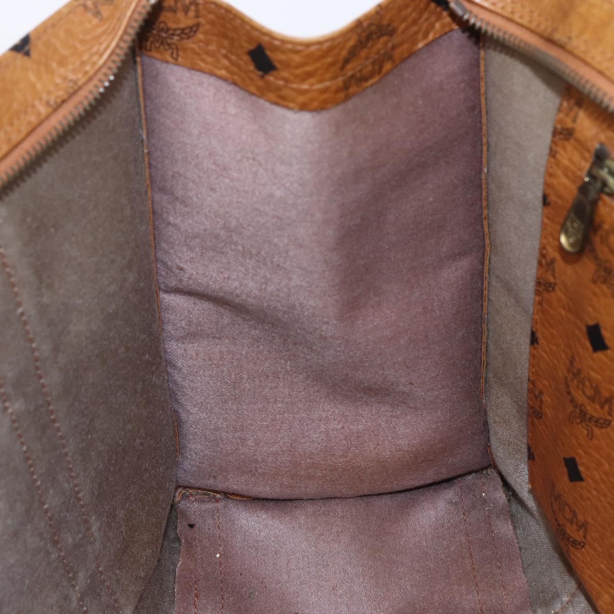 MCM Logogram Vicetos Tote Bag PVC Leather Brown Gold Auth th6372
