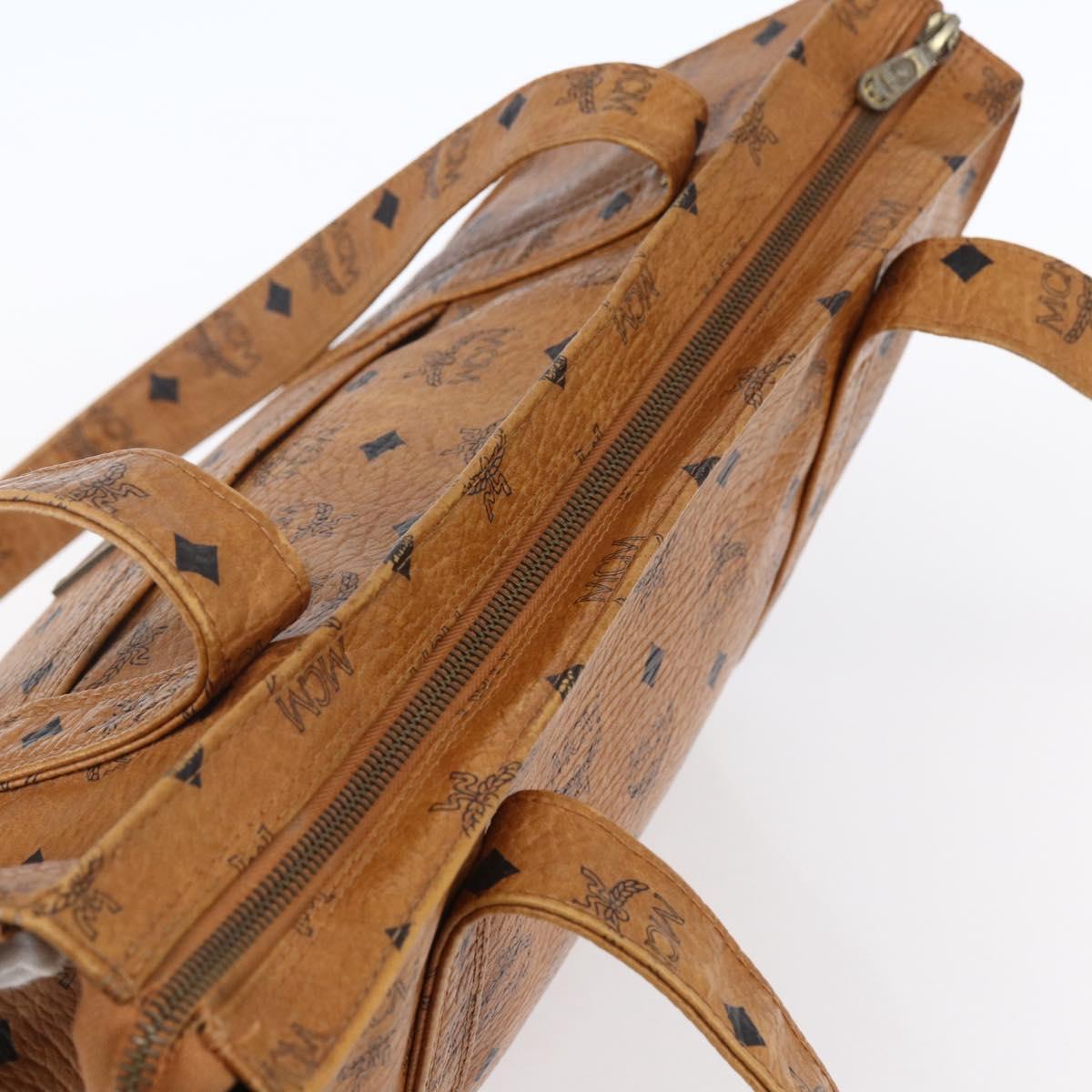 MCM Logogram Vicetos Tote Bag PVC Leather Brown Gold Auth th6372