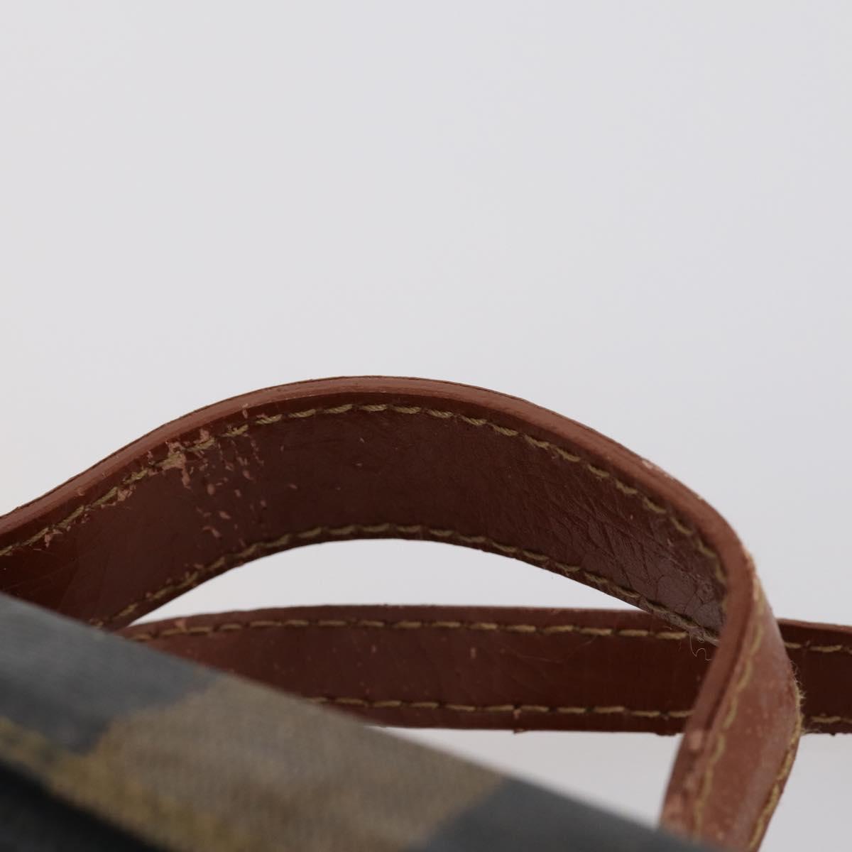 FENDI Pecan Canvas Hand Bag PVC 2way Black Brown Auth th6378