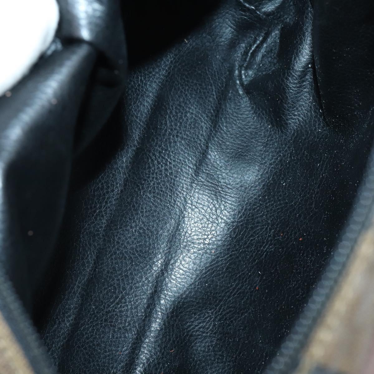 FENDI Pecan Canvas Hand Bag PVC 2way Black Brown Auth th6378