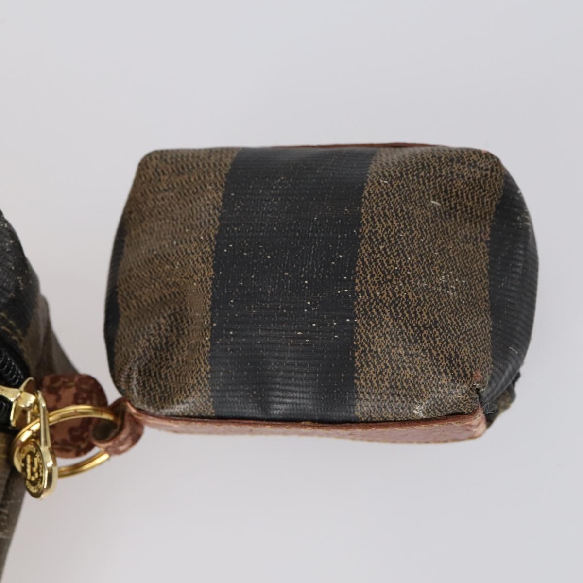 FENDI Pecan Canvas Hand Bag PVC 2way Black Brown Auth th6378