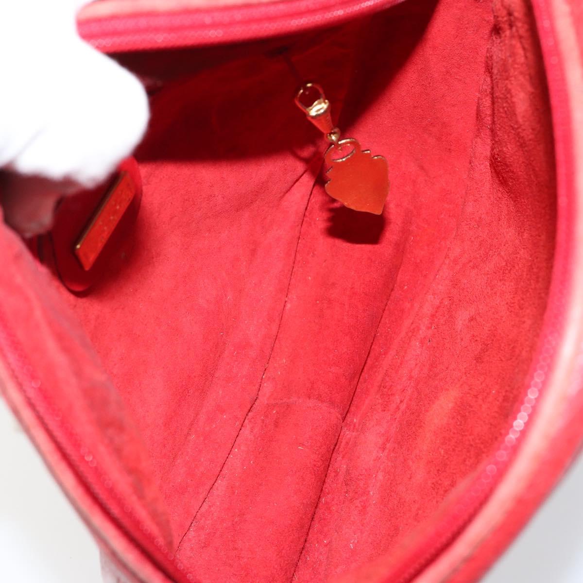 GUCCI Shoulder Bag Leather Red Gold Auth th6379