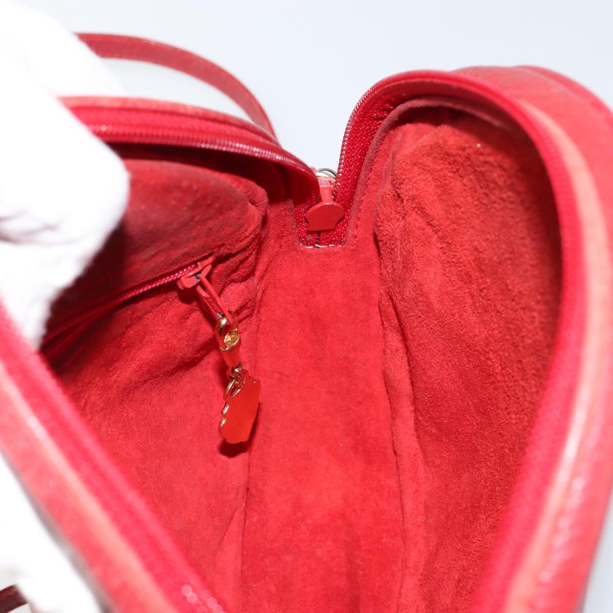 GUCCI Shoulder Bag Leather Red Gold Auth th6379