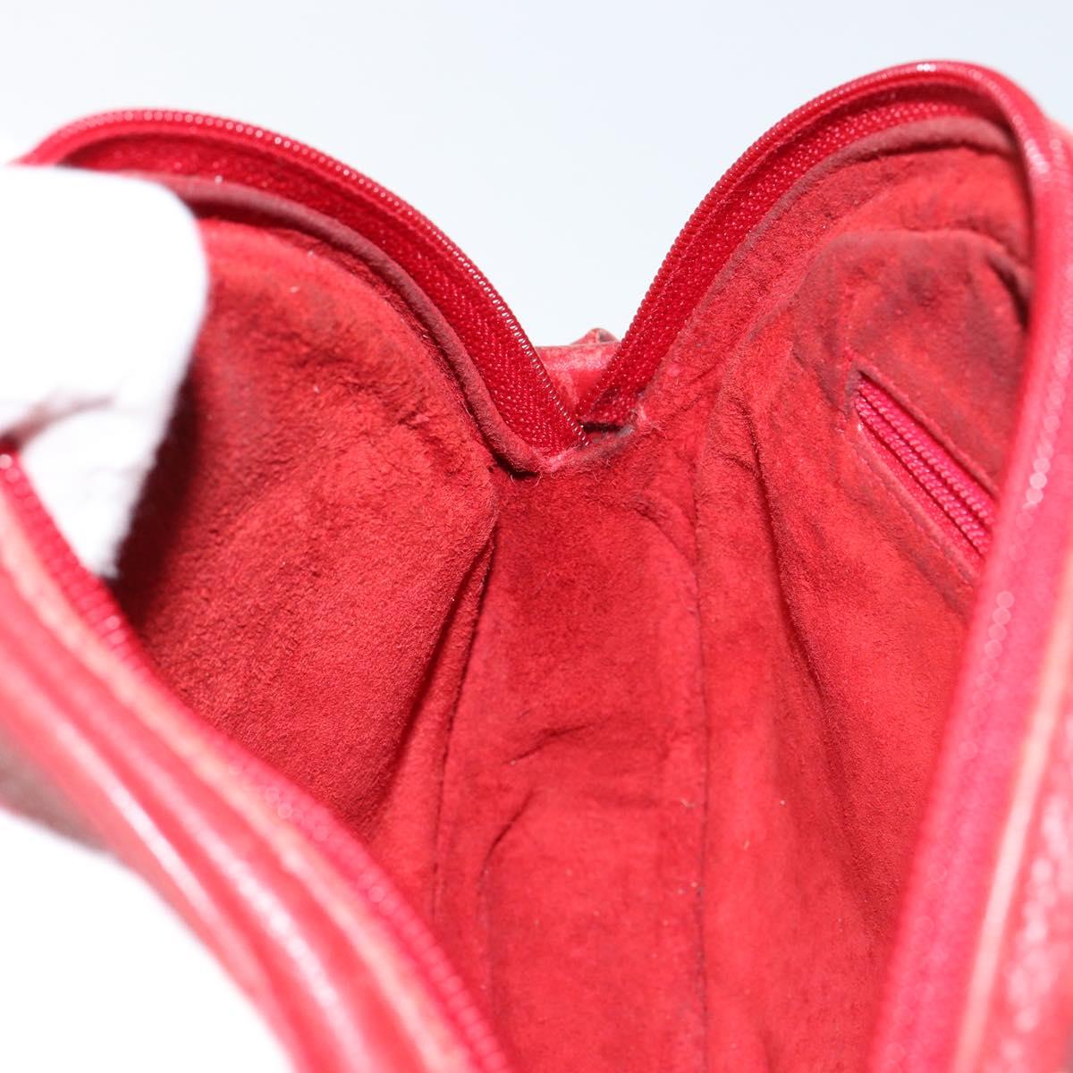 GUCCI Shoulder Bag Leather Red Gold Auth th6379