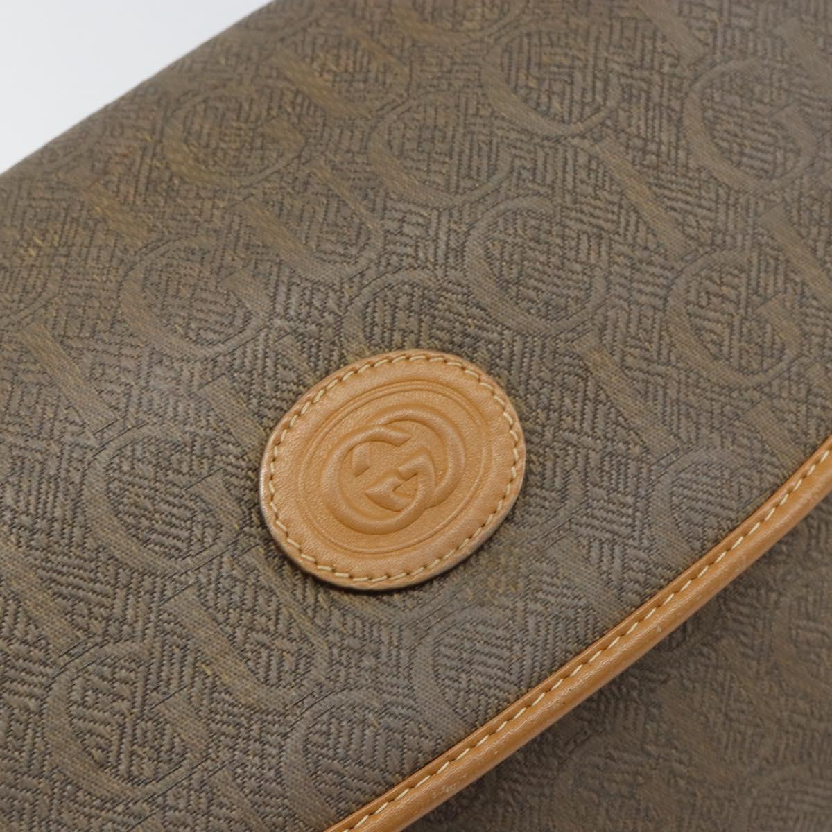 GUCCI Shoulder Bag Canvas Leather Beige Gold 001 14 0712 Auth th6380