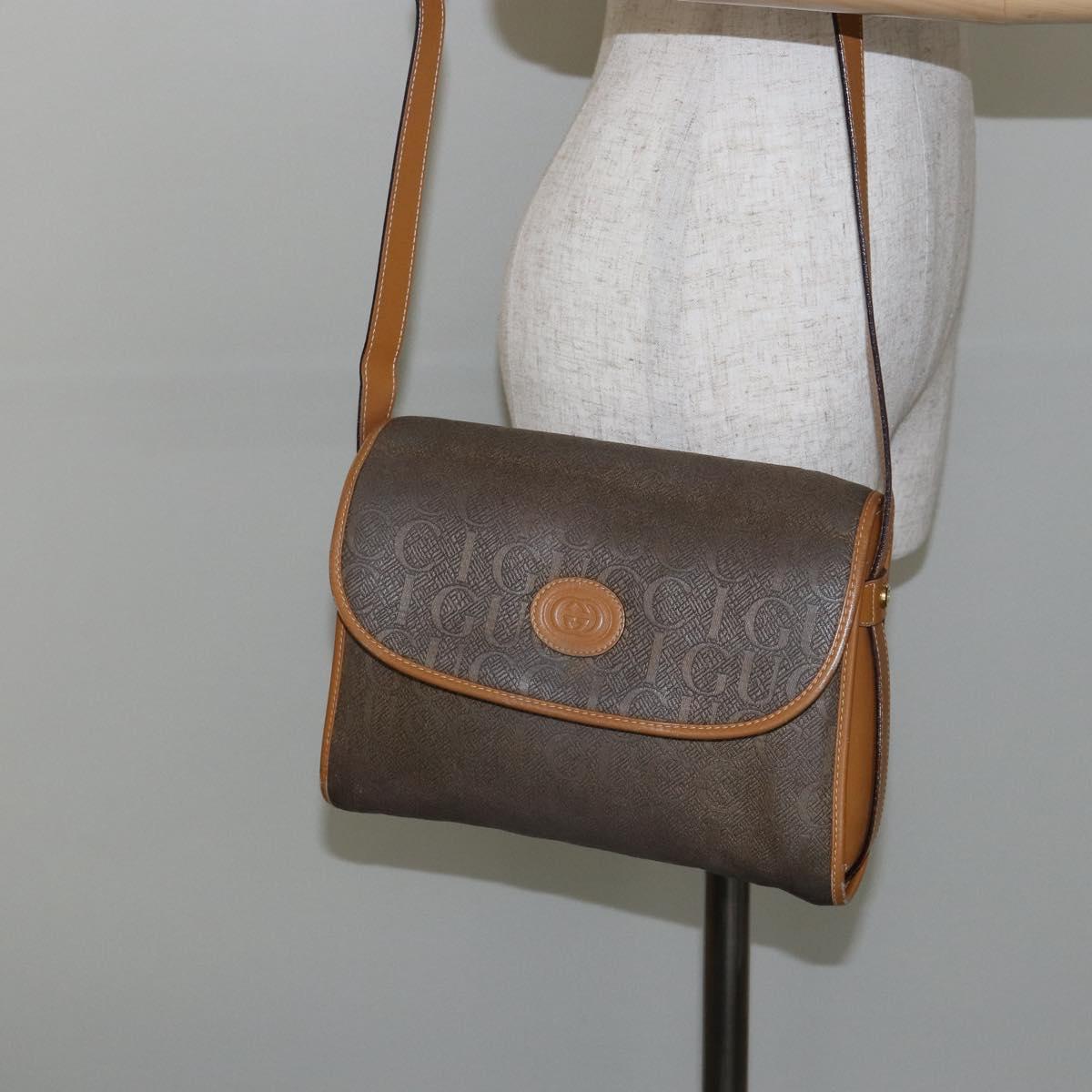 GUCCI Shoulder Bag Canvas Leather Beige Gold 001 14 0712 Auth th6380