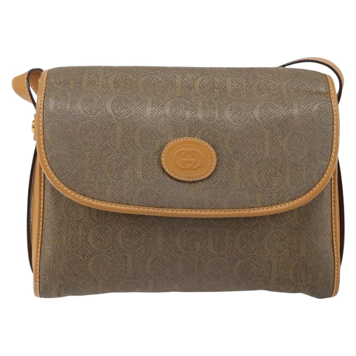 GUCCI Shoulder Bag Canvas Leather Beige Gold 001 14 0712 Auth th6380