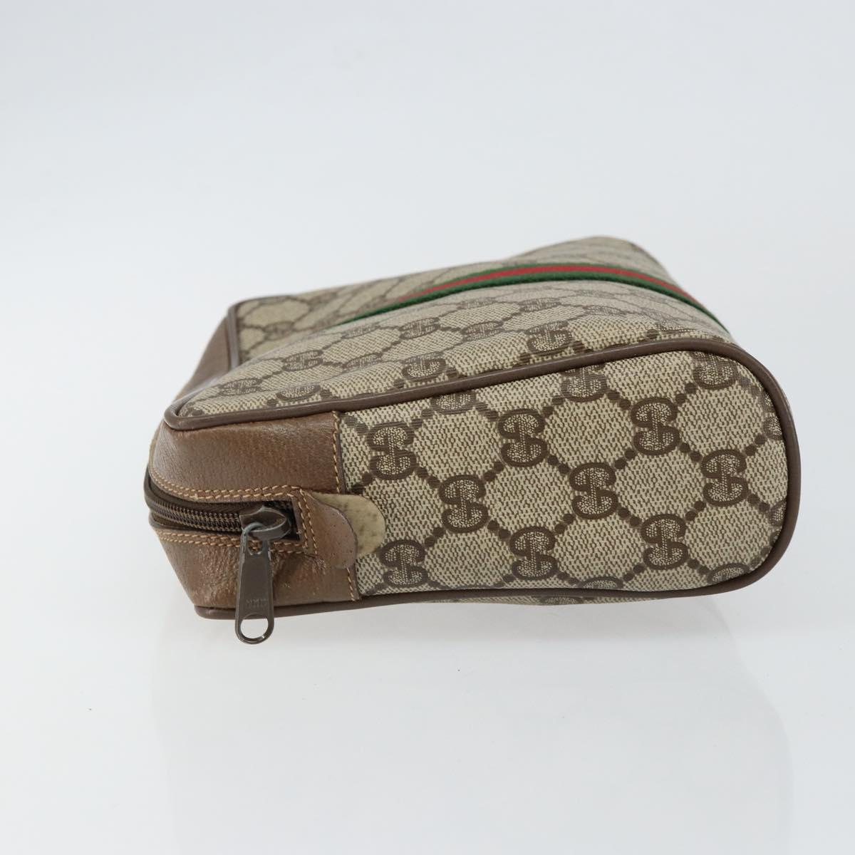 GUCCI GG Supreme Web Sherry Line Clutch Bag PVC Beige Red 89 01 012 Auth th6382