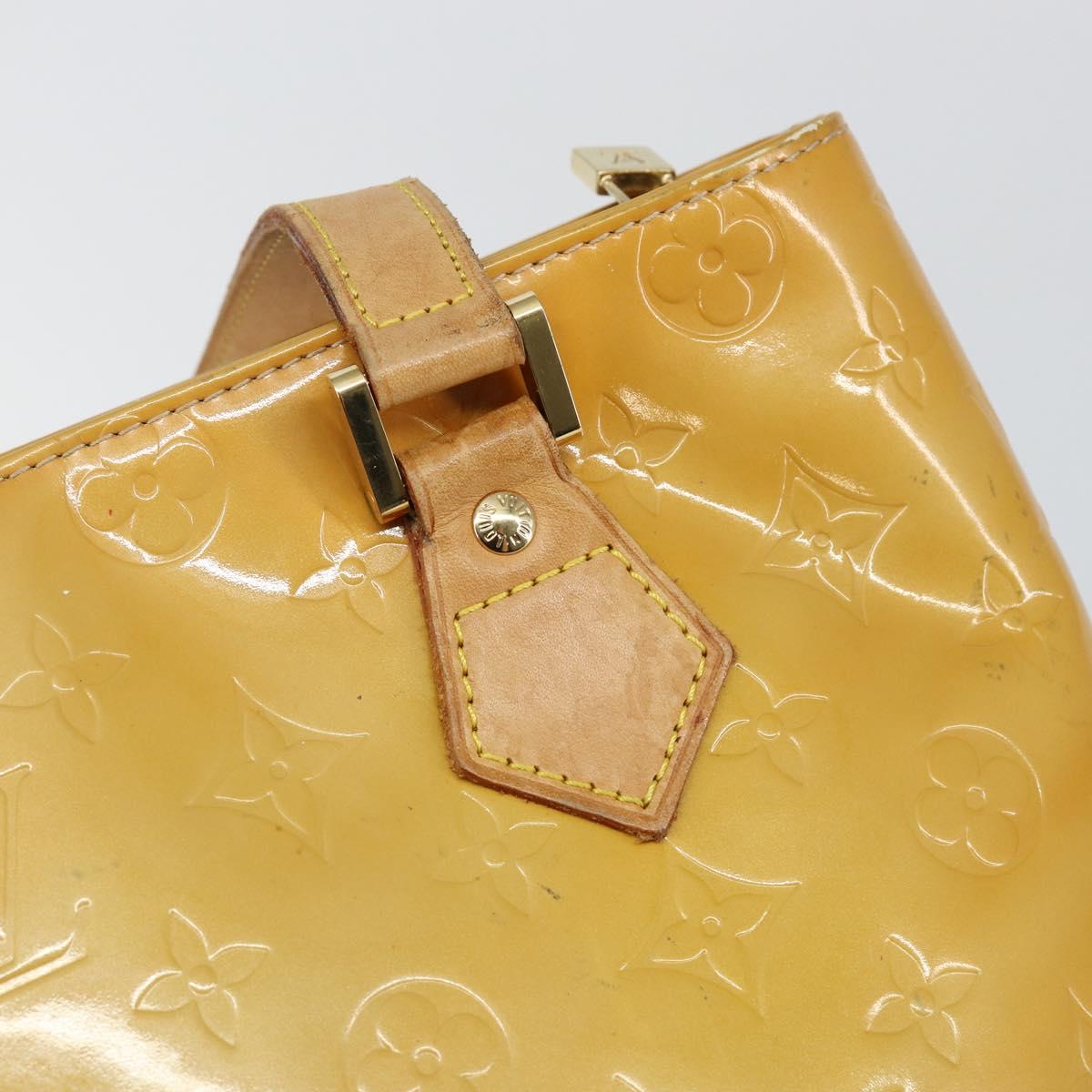 LOUIS VUITTON Monogram Vernis Houston Hand Bag Beige M91004 LV Auth th6384