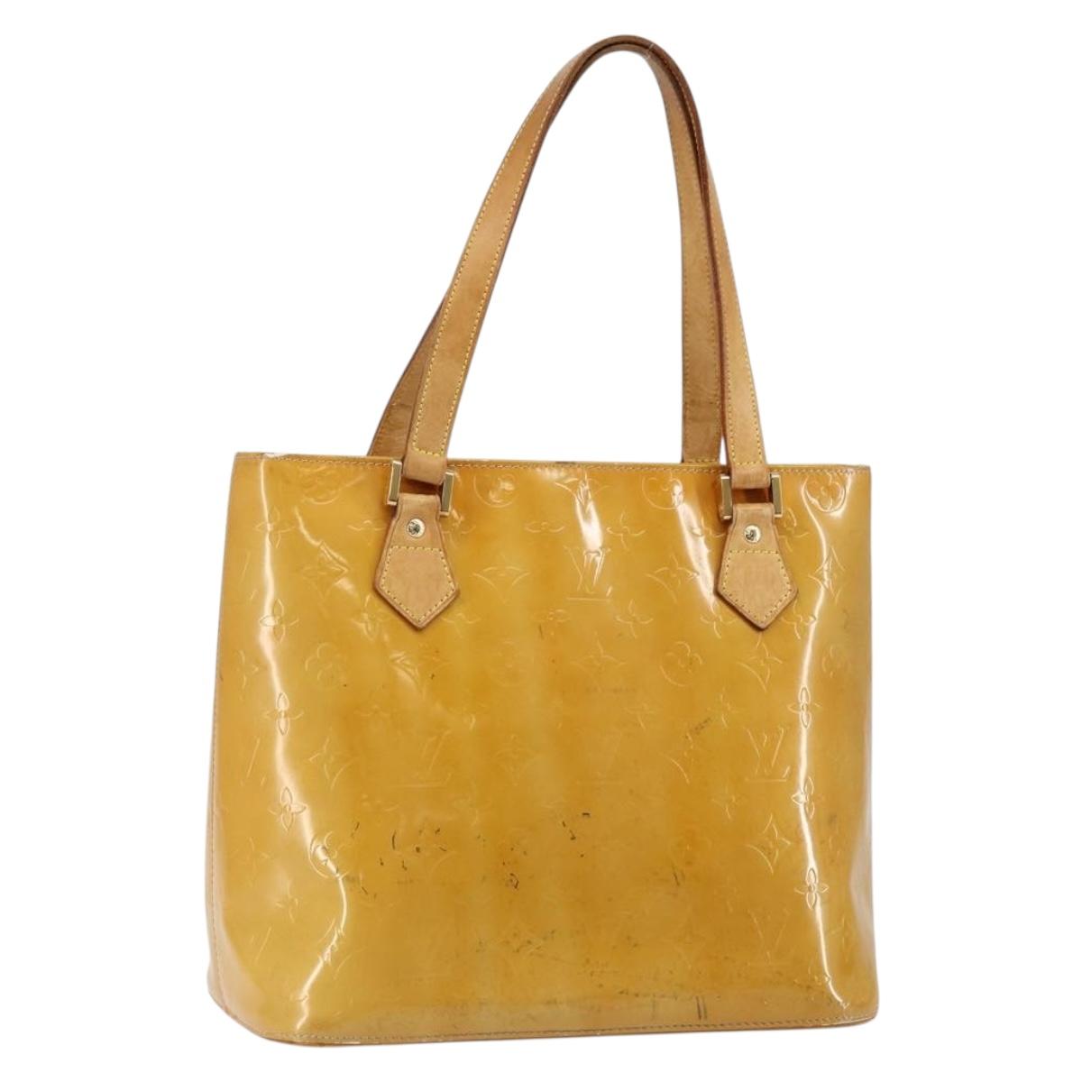 LOUIS VUITTON Monogram Vernis Houston Hand Bag Beige M91004 LV Auth th6384