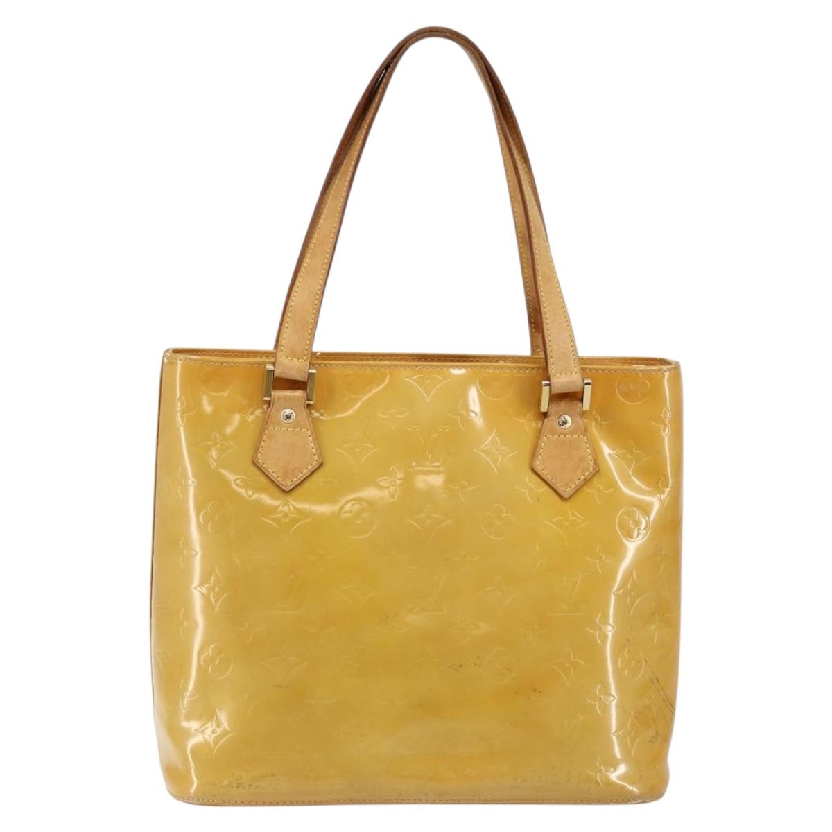 LOUIS VUITTON Monogram Vernis Houston Hand Bag Beige M91004 LV Auth th6384