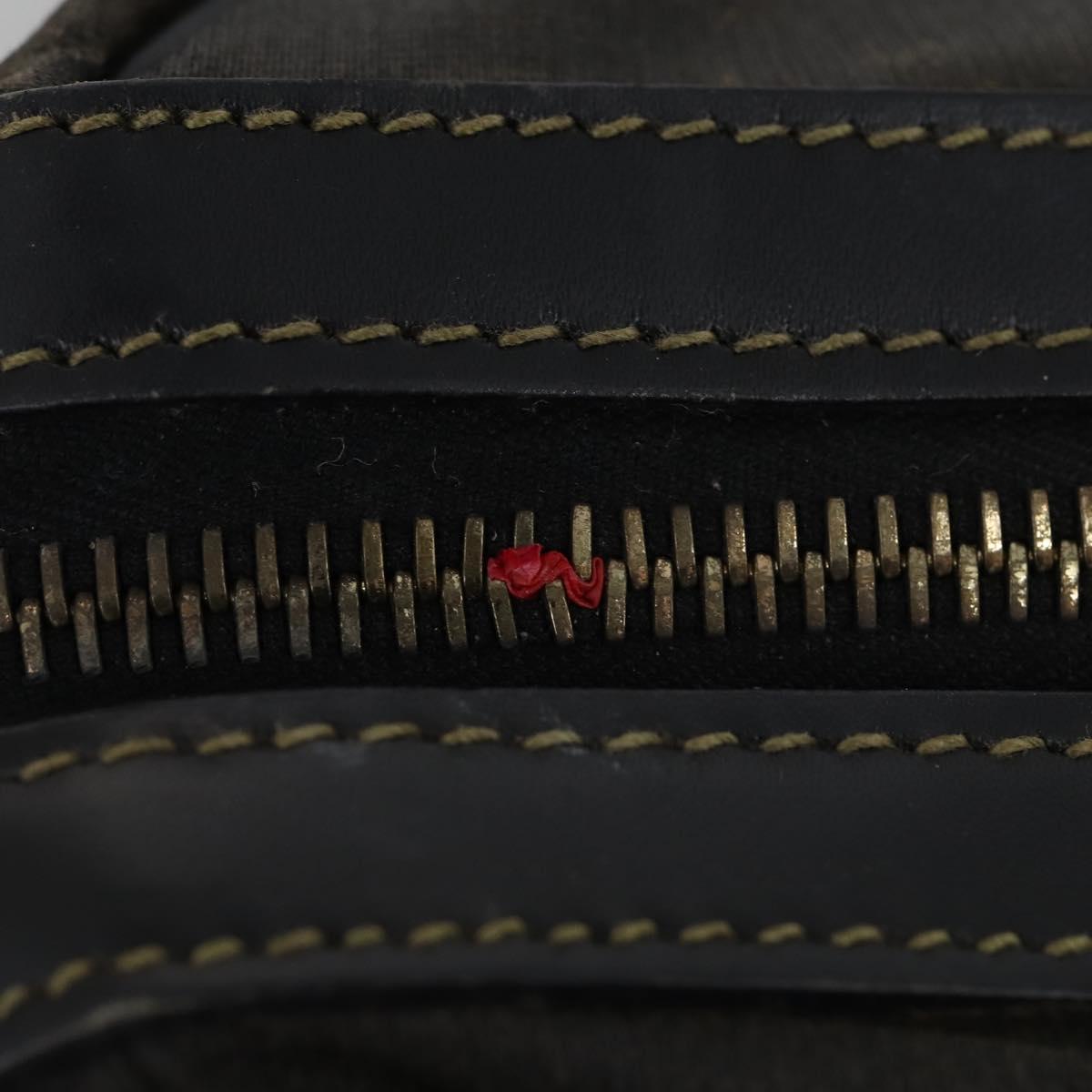 FENDI Pecan Canvas Boston Bag PVC 2way Black Brown gold Auth th6392