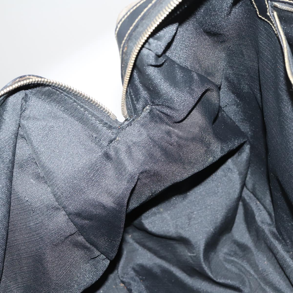 FENDI Pecan Canvas Boston Bag PVC 2way Black Brown gold Auth th6392