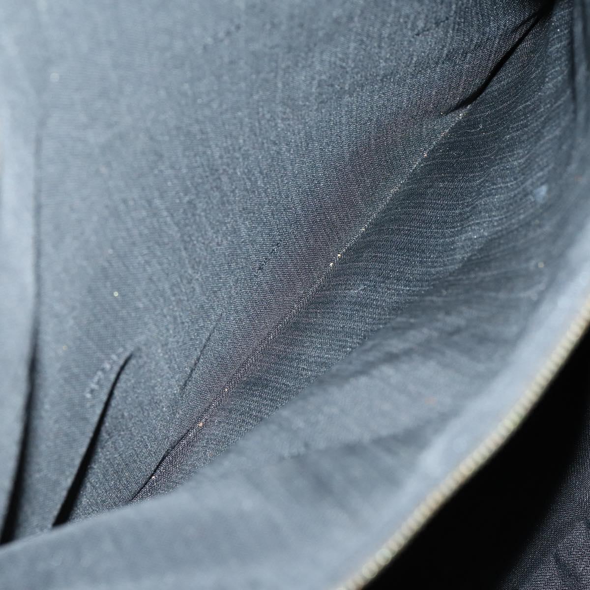 FENDI Pecan Canvas Boston Bag PVC 2way Black Brown gold Auth th6392