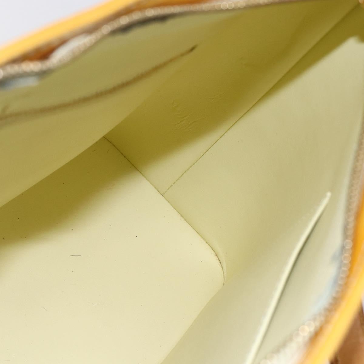 LOUIS VUITTON Monogram Vernis Houston Hand Bag Lime Yellow M91055 LV Auth th6398