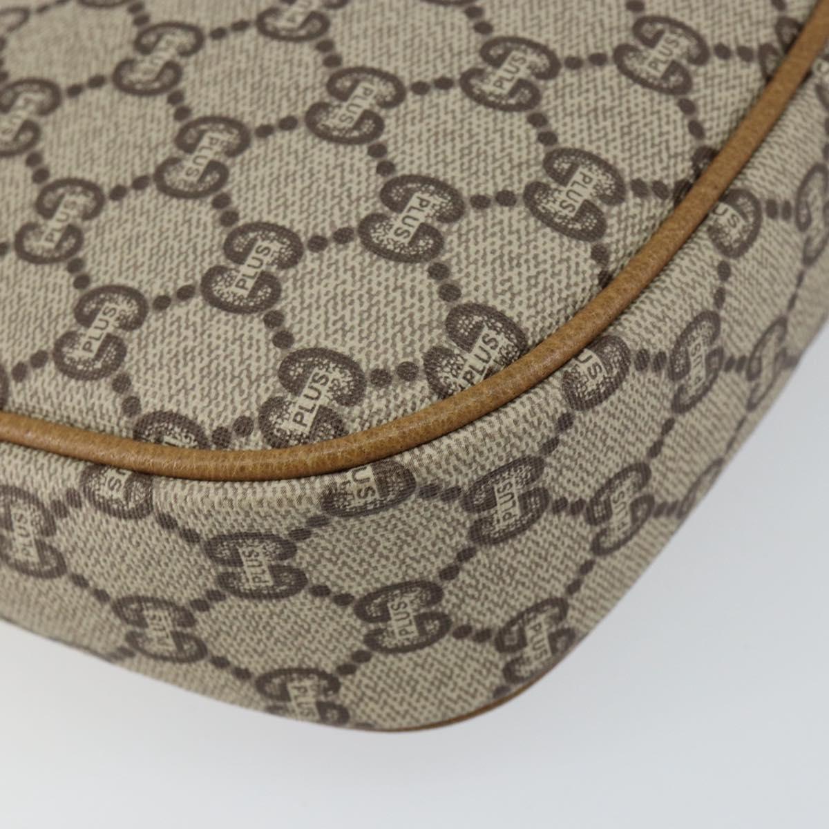 GUCCI GG PLUS Canvas Shoulder Bag PVC Leather Beige Auth th6401