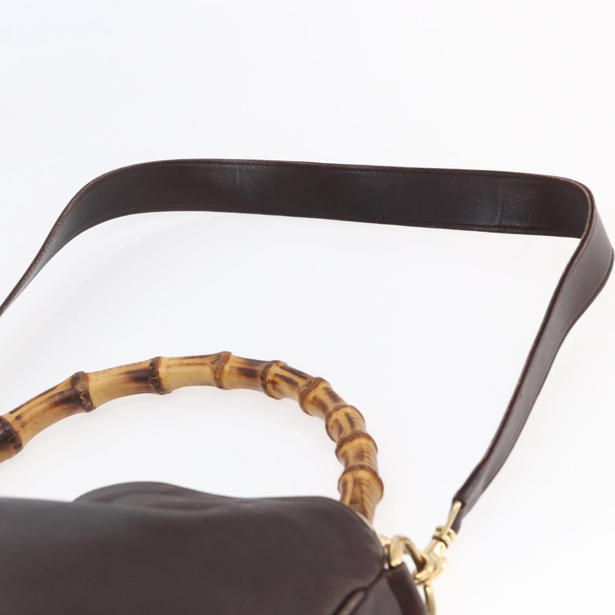 GUCCI Bamboo Shoulder Bag Leather 2way Brown Auth th6404