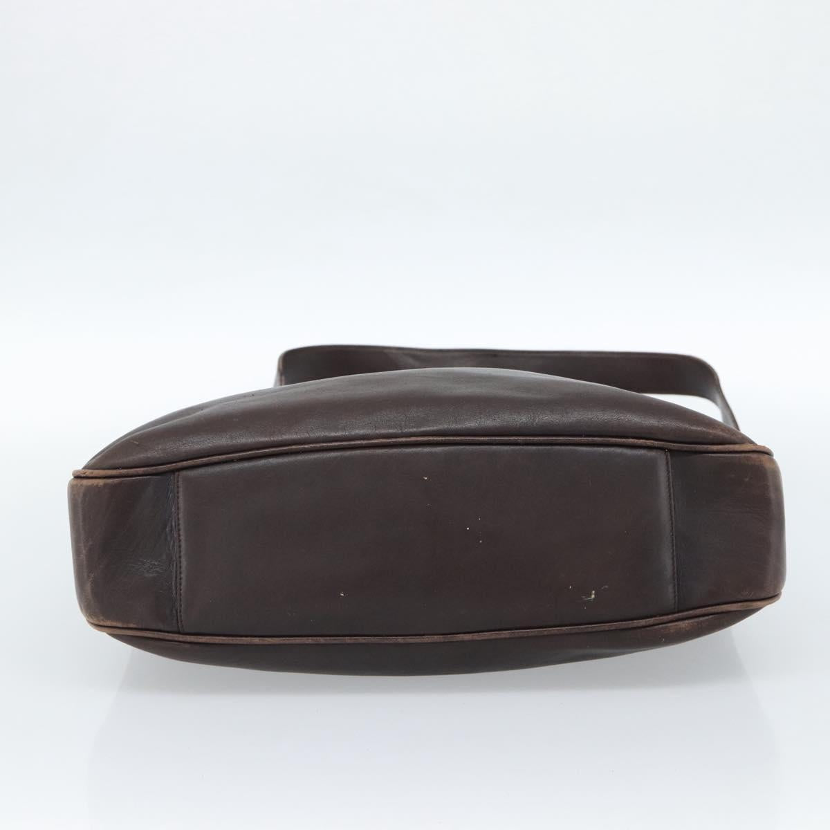 GUCCI Bamboo Shoulder Bag Leather 2way Brown Gold Auth th6404