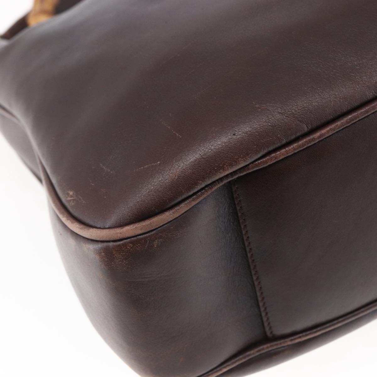 GUCCI Bamboo Shoulder Bag Leather 2way Brown Auth th6404