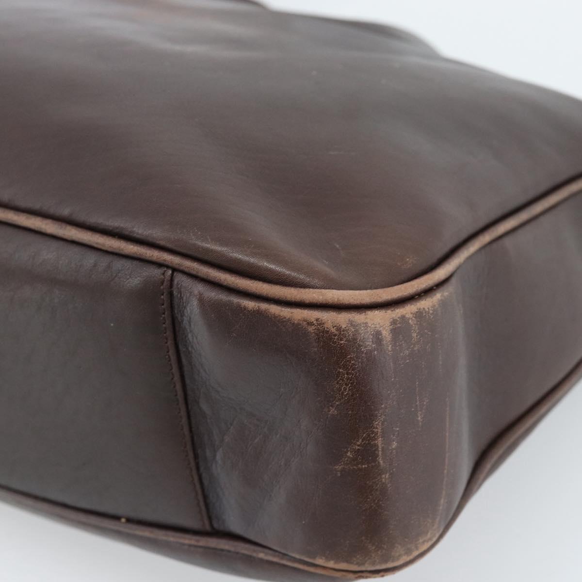 GUCCI Bamboo Shoulder Bag Leather 2way Brown Gold Auth th6404