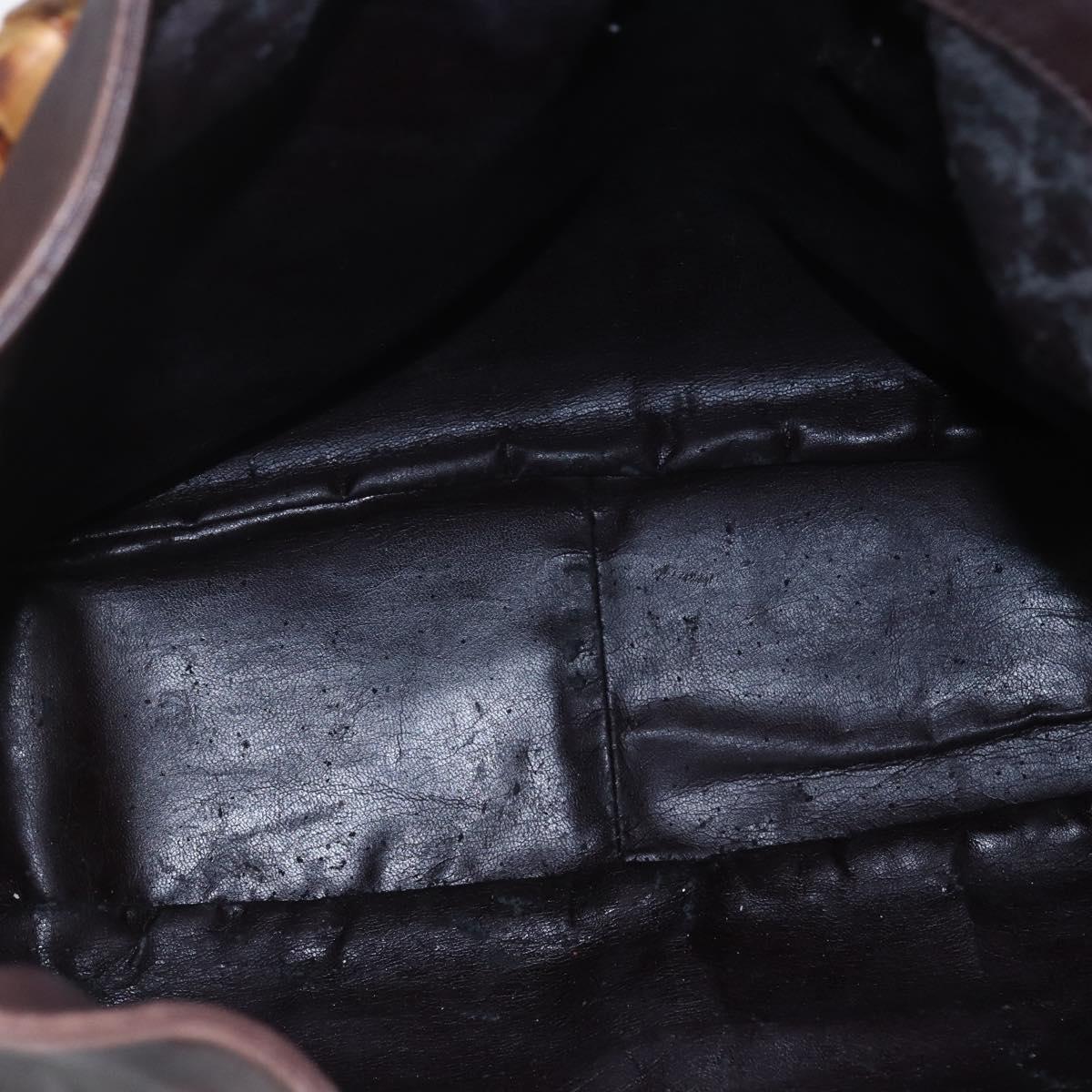 GUCCI Bamboo Shoulder Bag Leather 2way Brown Auth th6404