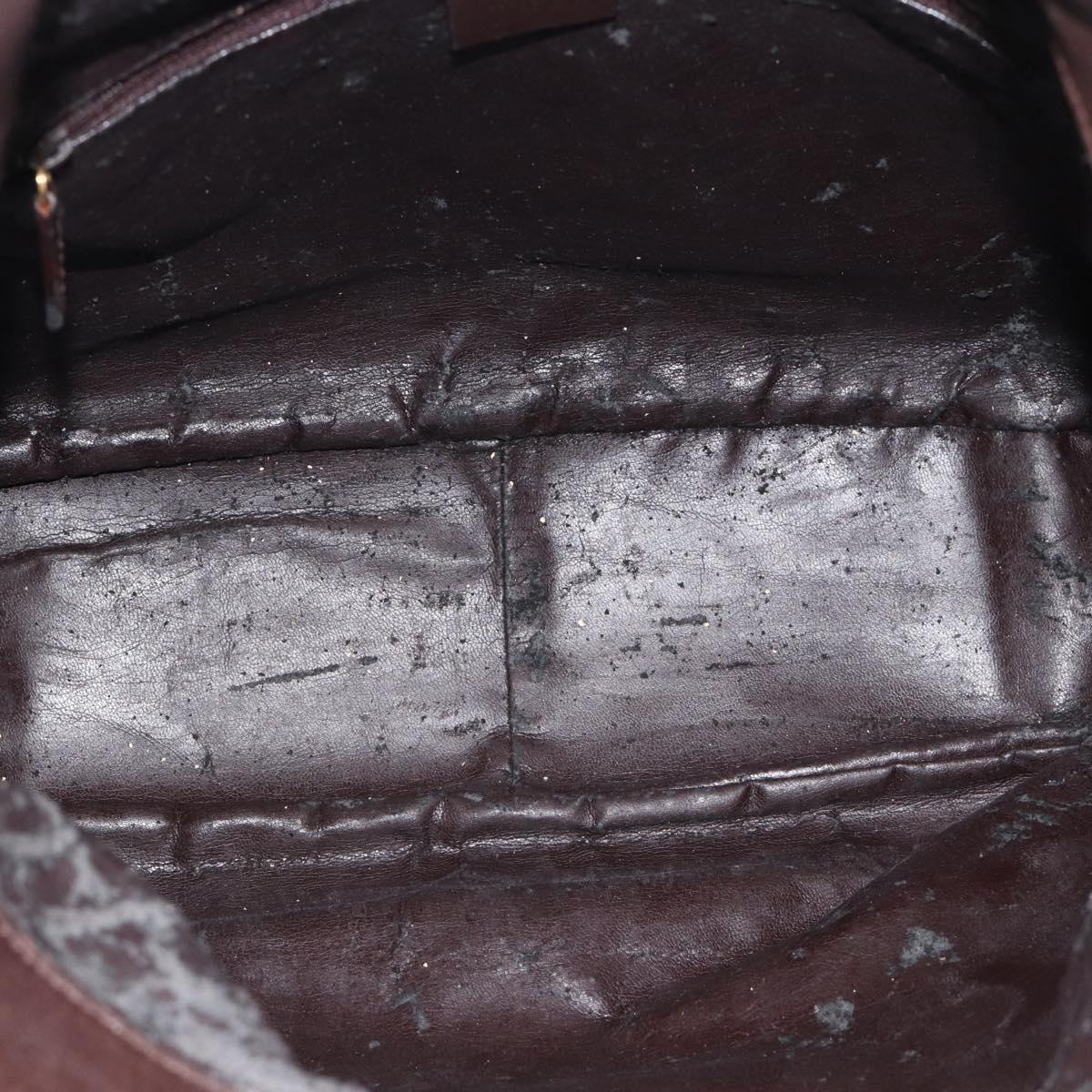 GUCCI Bamboo Shoulder Bag Leather 2way Brown Gold Auth th6404