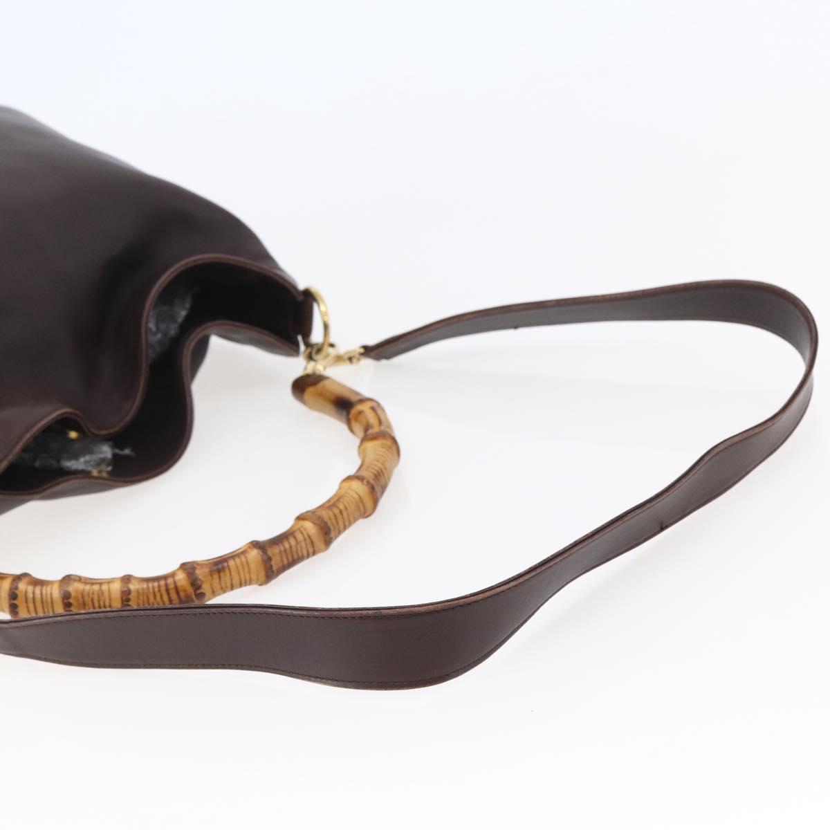 GUCCI Bamboo Shoulder Bag Leather 2way Brown Auth th6404