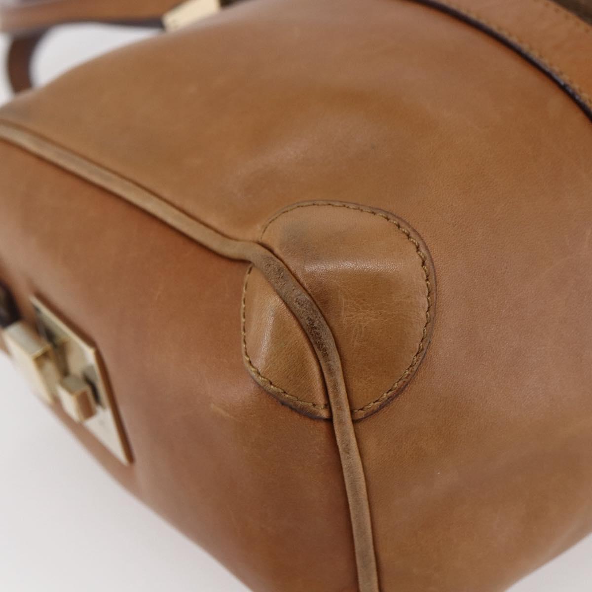 GUCCI Sherry Line Boston Bag Leather Beige Yellow Auth th6406