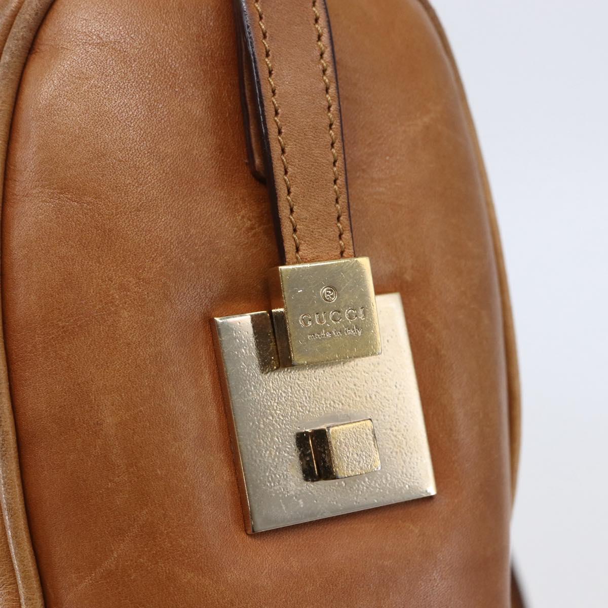 GUCCI Sherry Line Boston Bag Leather Beige Yellow Auth th6406