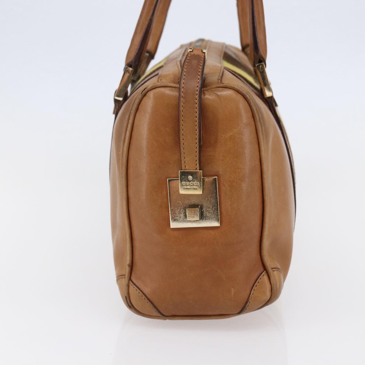 GUCCI Sherry Line Boston Bag Leather Beige Yellow Auth th6406