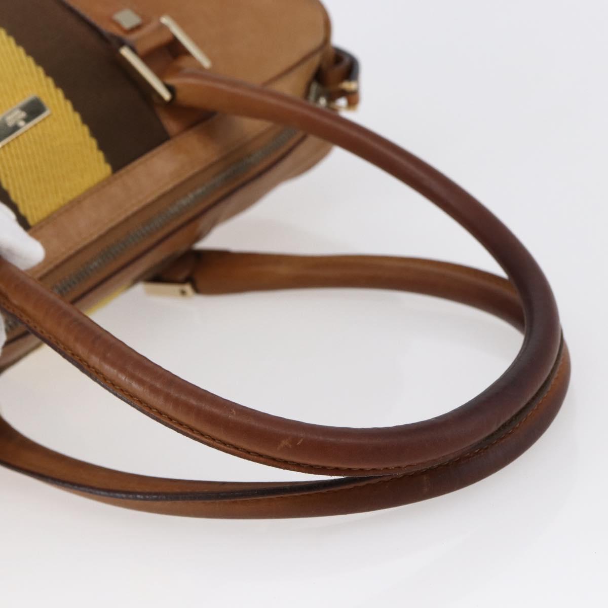 GUCCI Sherry Line Boston Bag Leather Beige Yellow Auth th6406