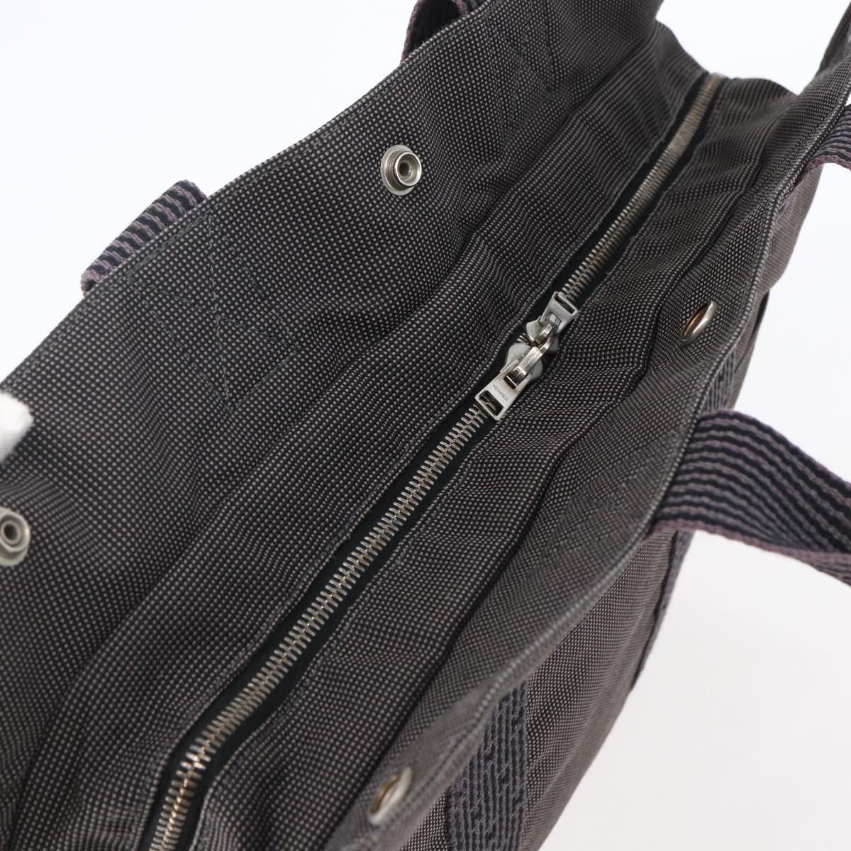 HERMES Her Line MM Hand Bag Canvas Gray Auth th6407