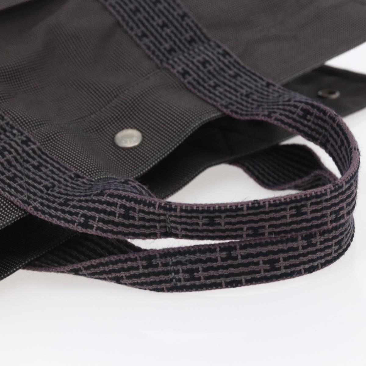 HERMES Her Line MM Hand Bag Canvas Gray Auth th6407