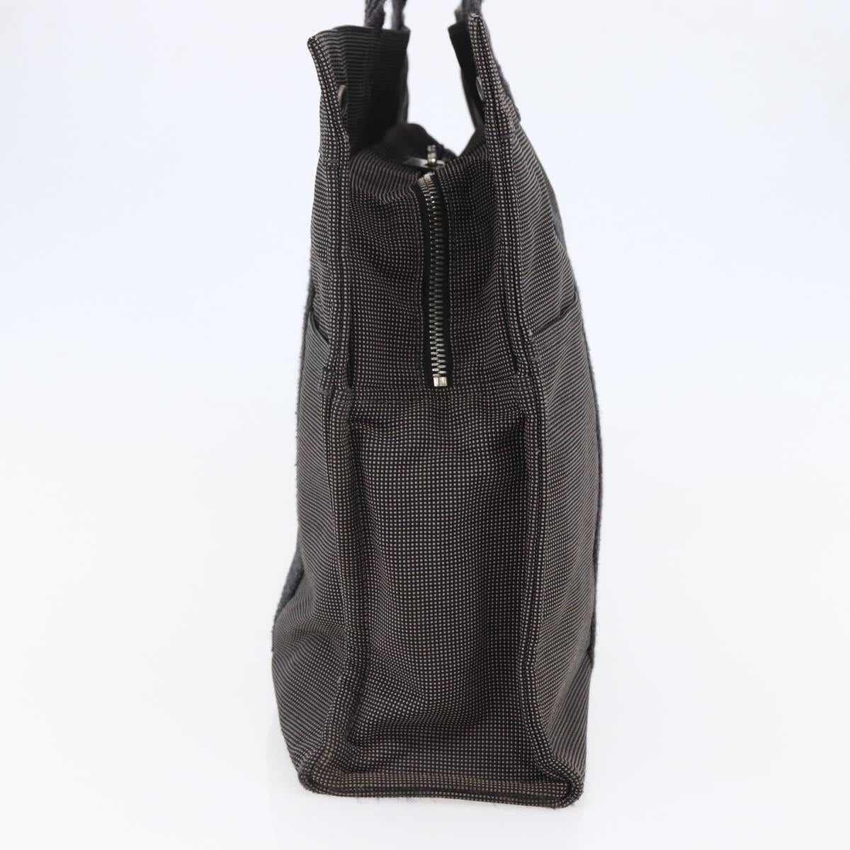 HERMES Her Line MM Hand Bag Canvas Gray Auth th6408