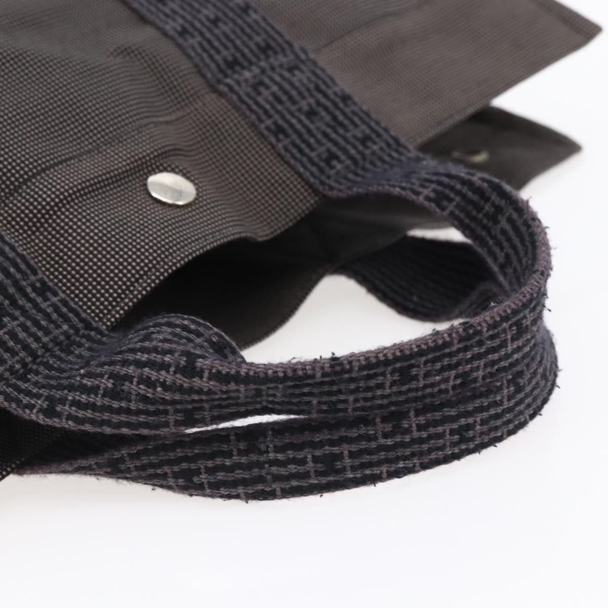 HERMES Her Line MM Hand Bag Canvas Gray Auth th6408