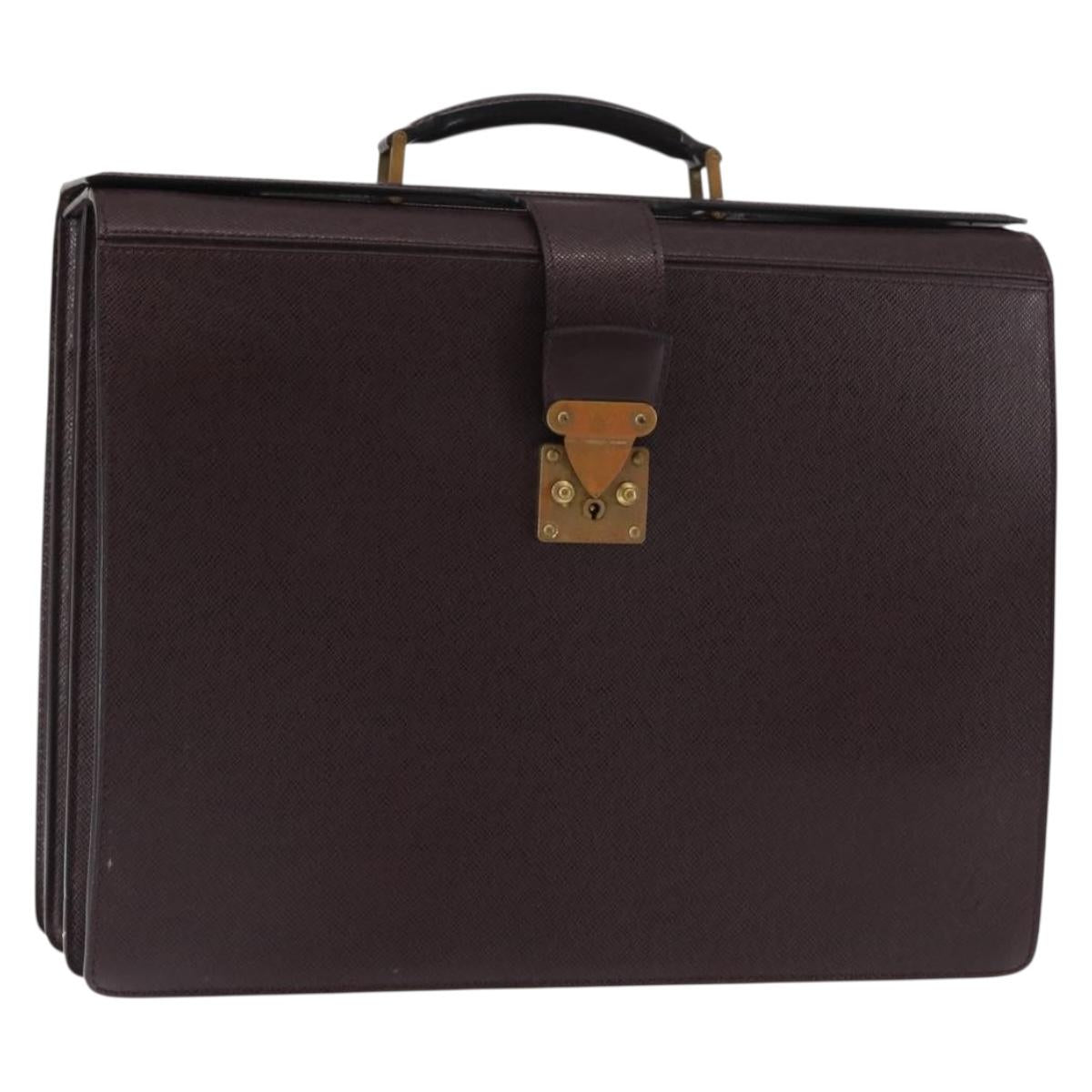 LOUIS VUITTON Taiga Leather Ural Briefcase Acajou M30026 LV Auth th6414