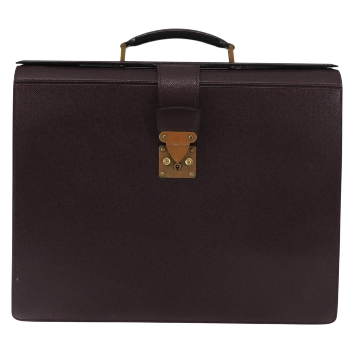 LOUIS VUITTON Taiga Leather Ural Briefcase Acajou M30026 LV Auth th6414