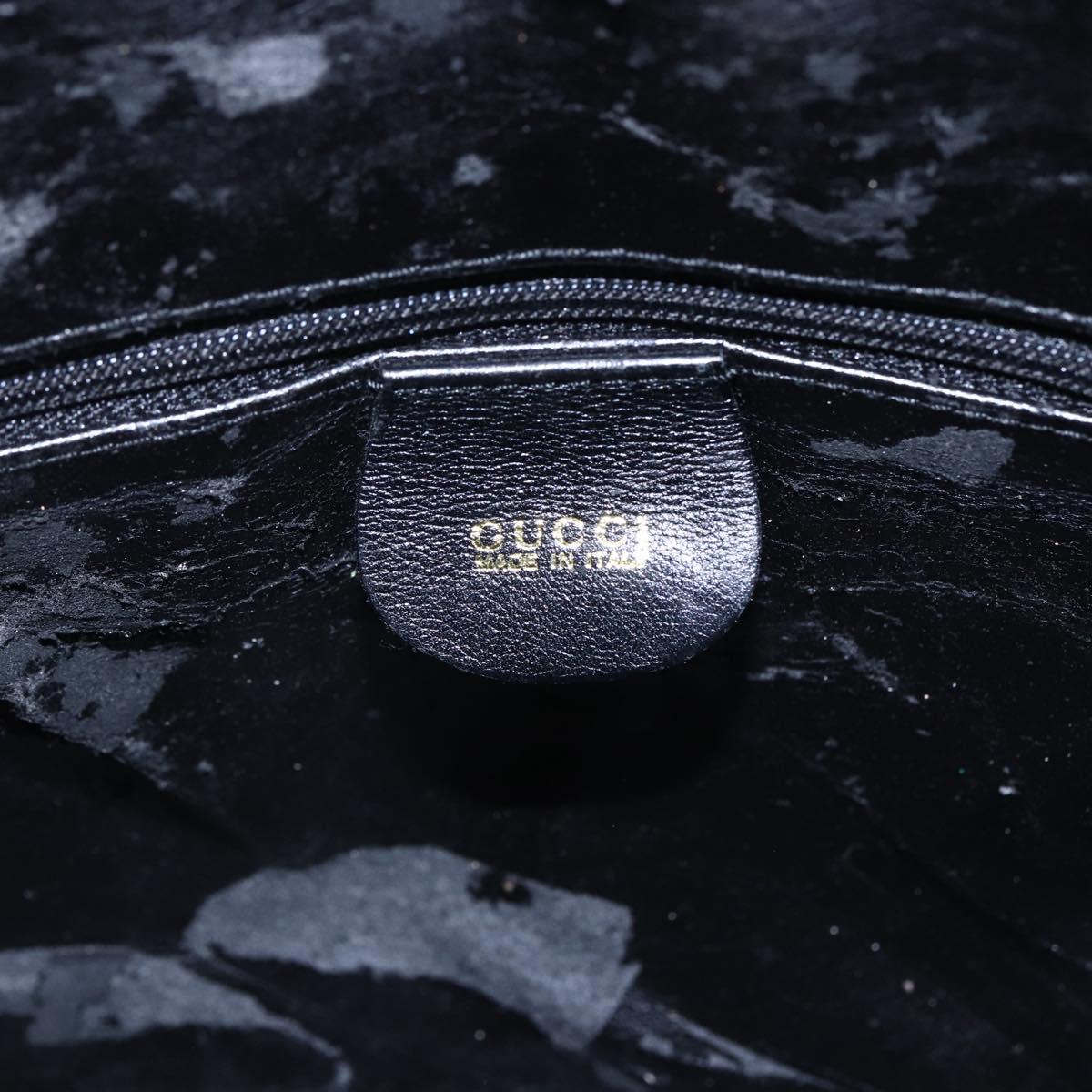 GUCCI Bamboo Shoulder Bag Leather 2way Black Auth th6418