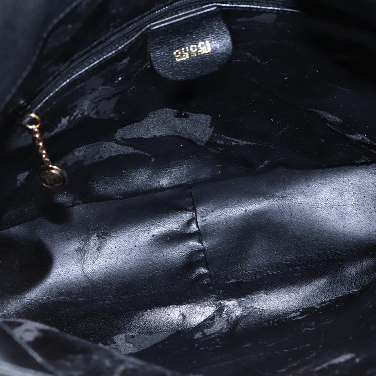 GUCCI Bamboo Shoulder Bag Leather 2way Black Auth th6418