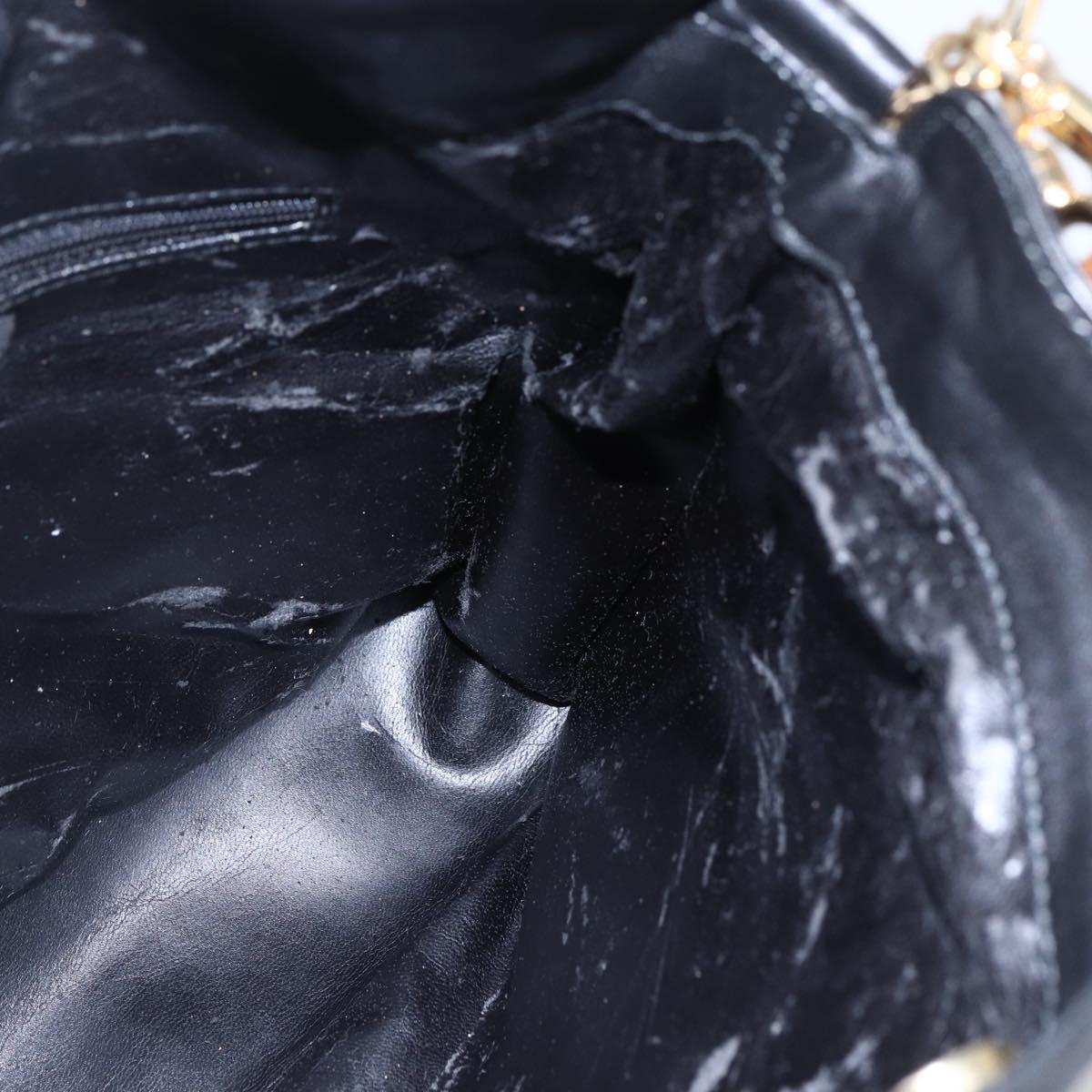 GUCCI Bamboo Shoulder Bag Leather 2way Black Auth th6418