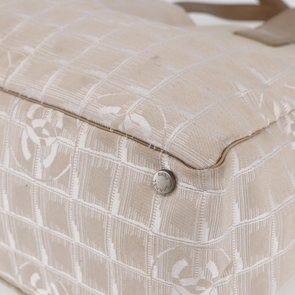 CHANEL New travel line Tote Bag Nylon Beige CC Auth th6420