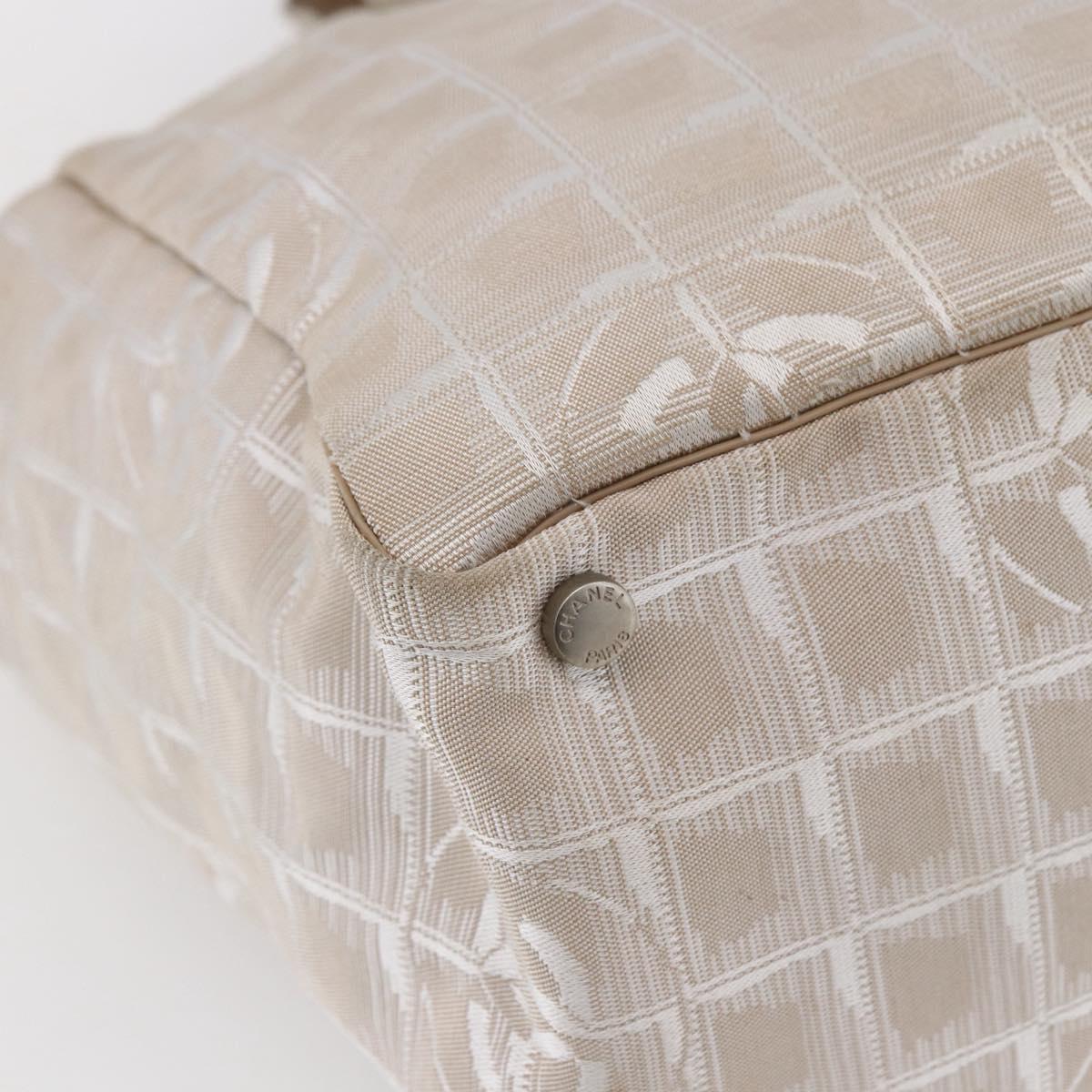 CHANEL New travel line Tote Bag Nylon Beige CC Auth th6420