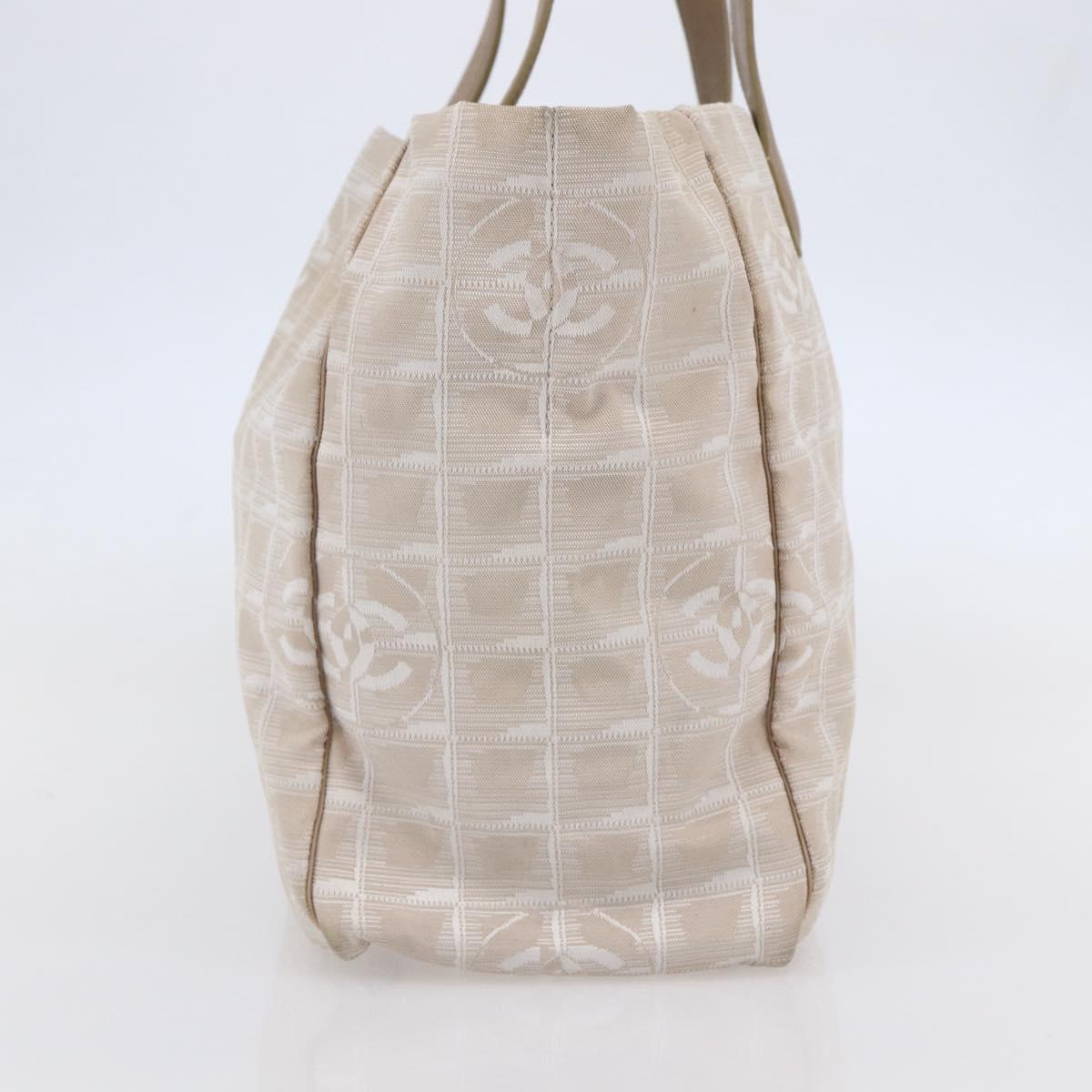 CHANEL New travel line Tote Bag Nylon Beige CC Auth th6420