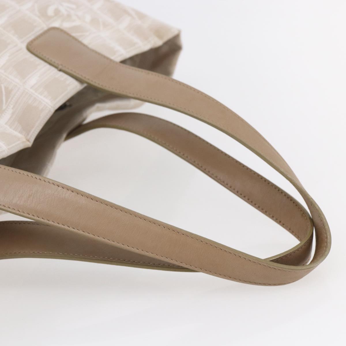 CHANEL New travel line Tote Bag Nylon Beige CC Auth th6420